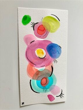 Abstract Watercolor Circles Home Art Print in Multicolor